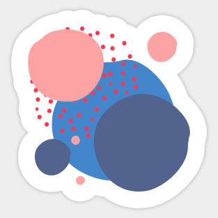 Art circles and dots pattern - dark blue pink and red Sticker